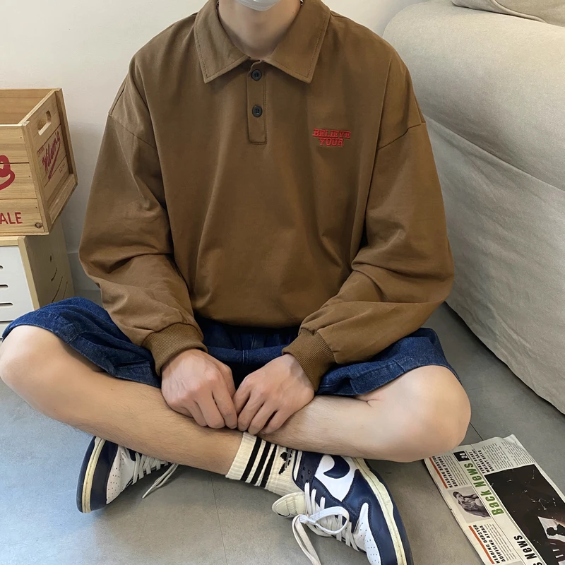 【11110包邮】2025春季新款港风青少年学生情侣polo领卫衣打底衫