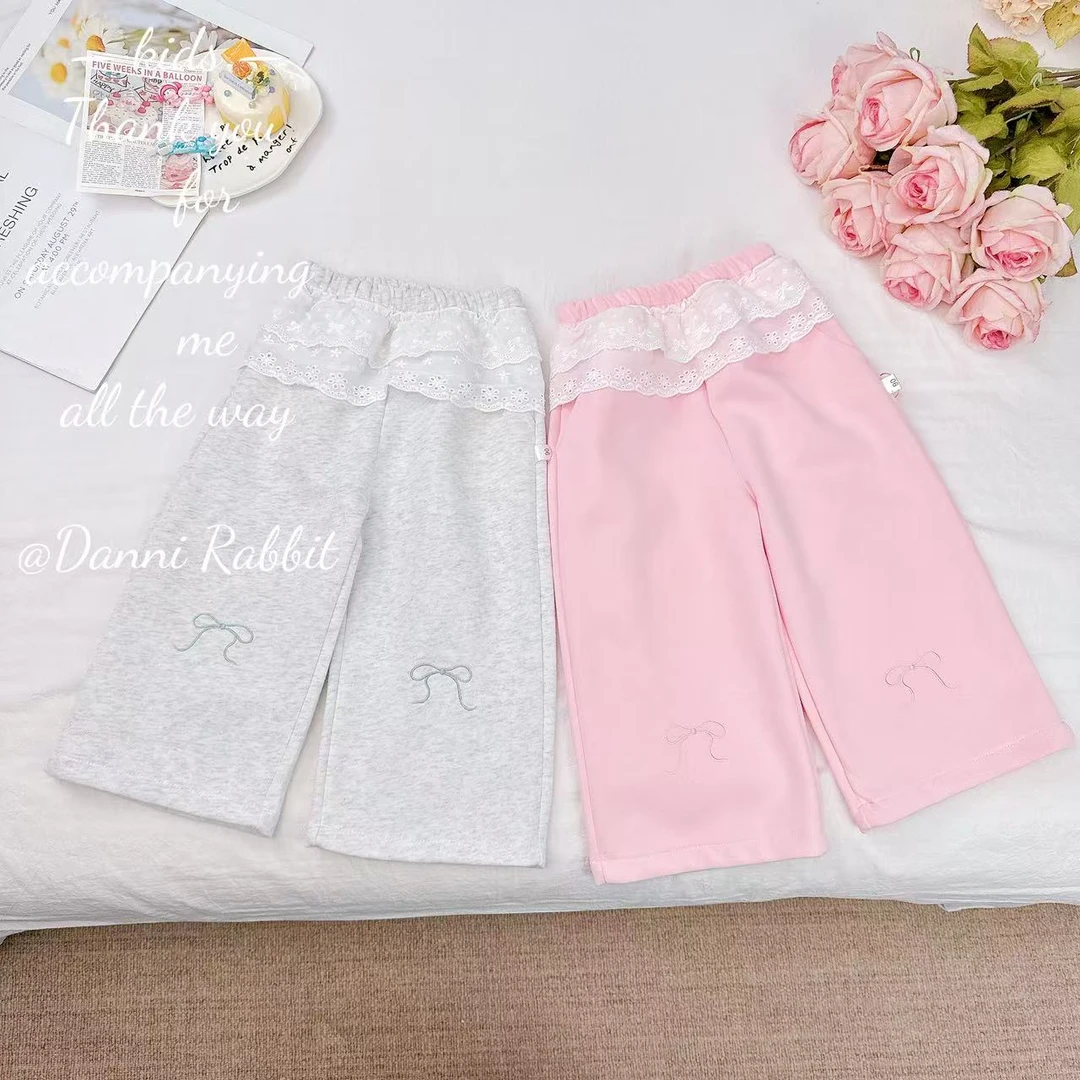 【Dannirabbit】*春款休闲蕾丝拼接直筒裤 D-W610