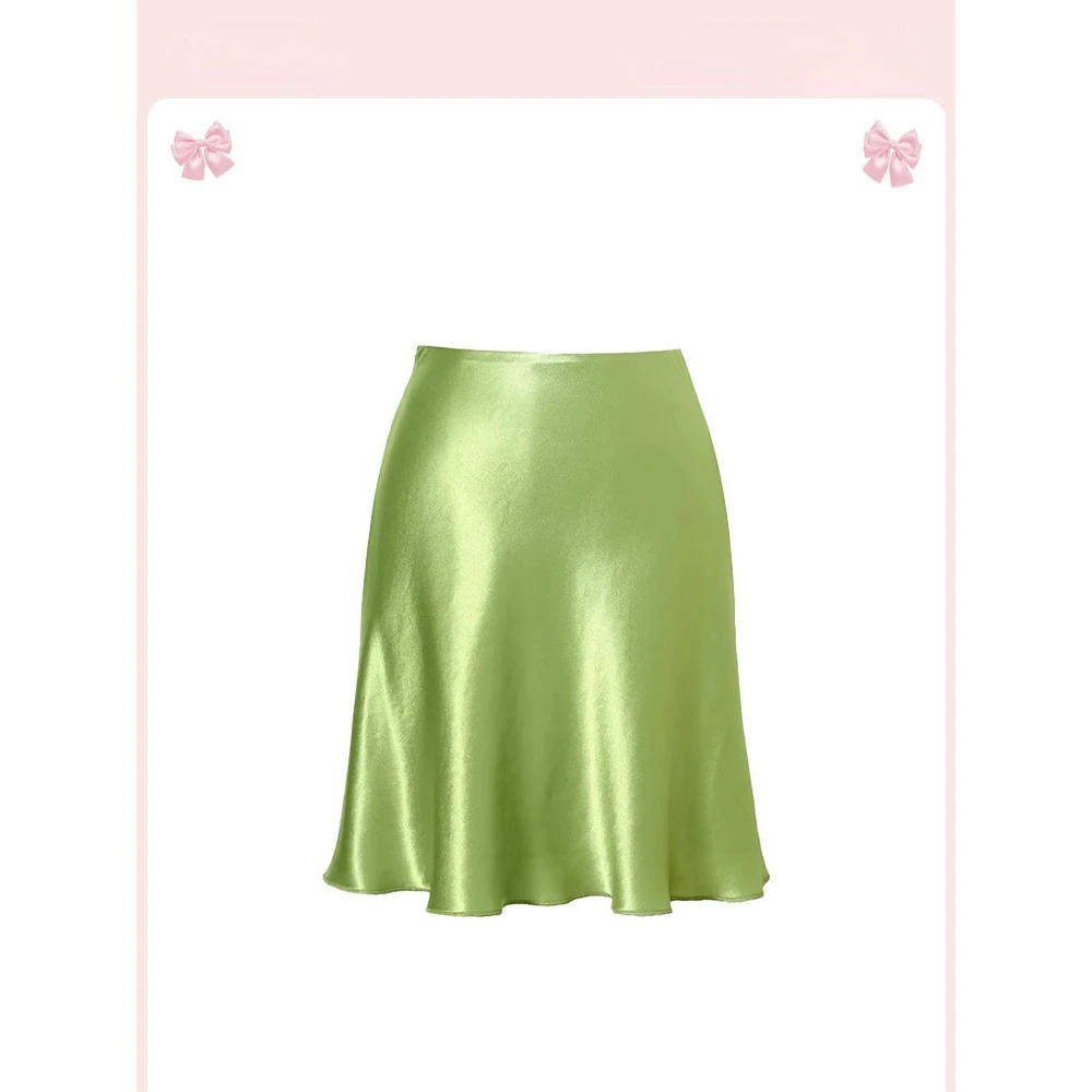 度假风醋酸缎面鱼尾半身裙女夏季新款法式小众性感包臀短裙子