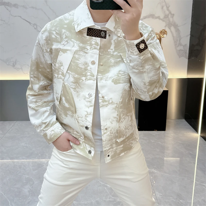 冰希轻奢.潮牌名品男士翻领夹克个性时尚休闲帅外套2025春季新款