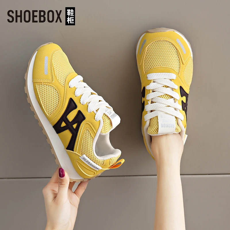 SHOEBOX鞋柜网面透气阿甘鞋女2025夏新款轻便软底减震运动网鞋