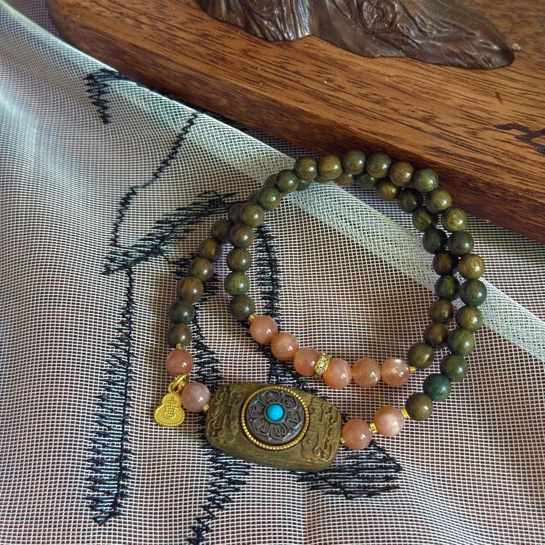 天然绿檀＋橙月光石＋时来运转