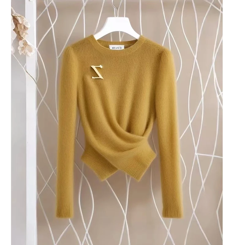 JY#气质名媛设计感收针织毛衣冬季新款小个子洋气上衣DY11958