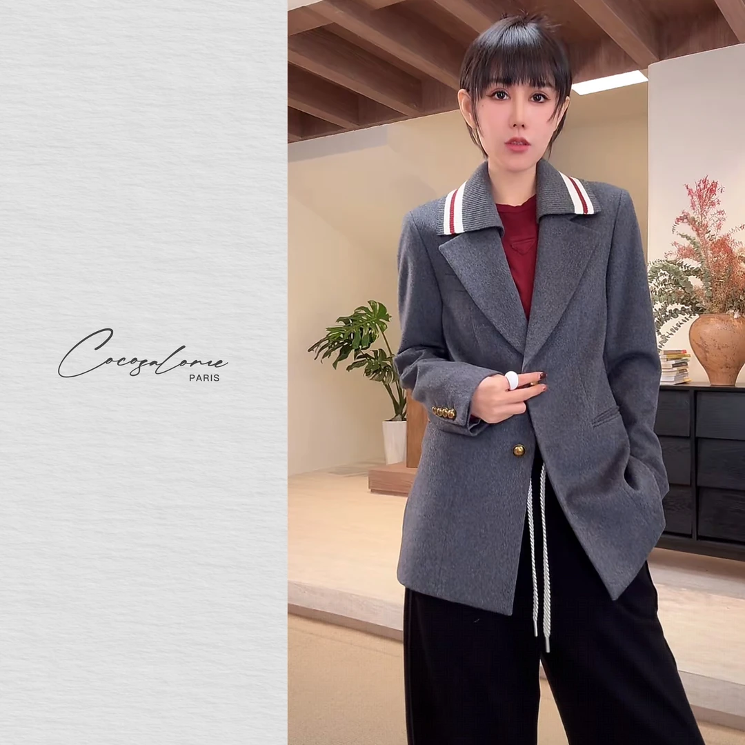 韩彬彬"学生代表"秋冬羊绒细腻保暖学院风简约设计西服2007-5