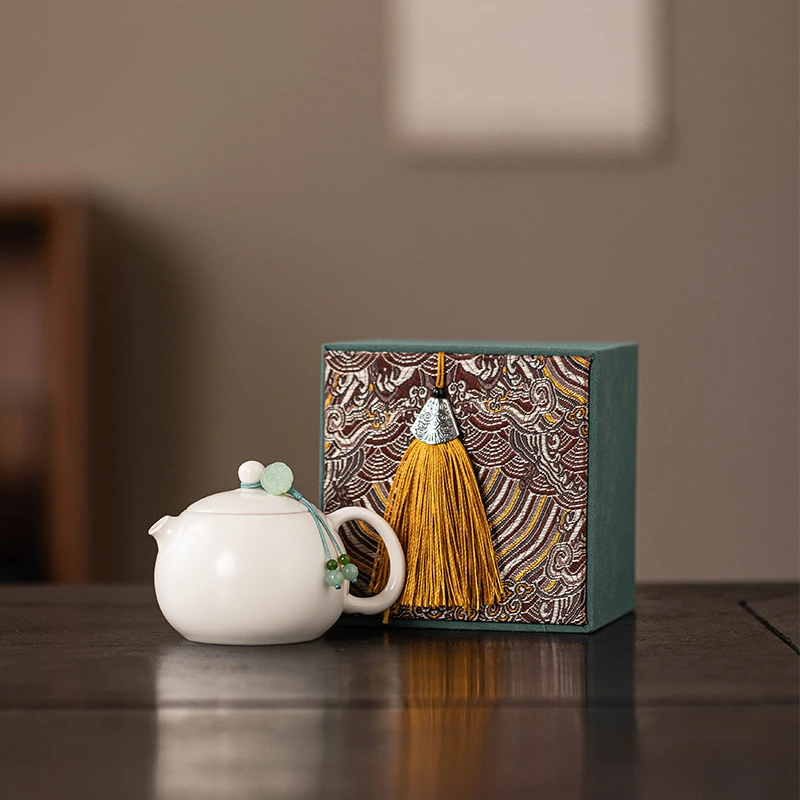 国潮主人杯汝窑乳白西施茶壶功夫茶具泡茶壶家用可养泡茶茶具配件