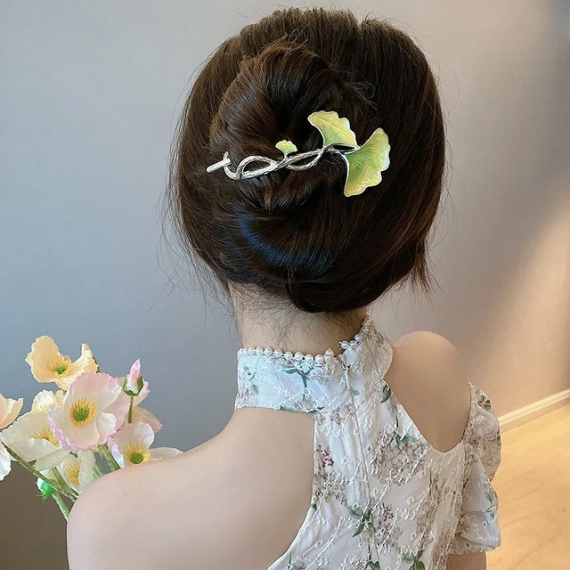 高级感银杏叶发夹女后脑勺盘发抓夹气质扭扭夹发卡头饰高端一字夹