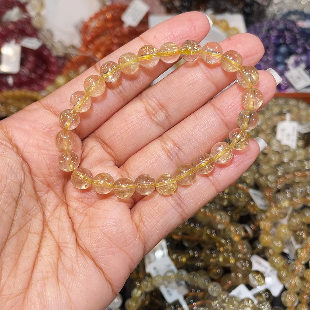 1***静手串发晶未镶嵌金发7m