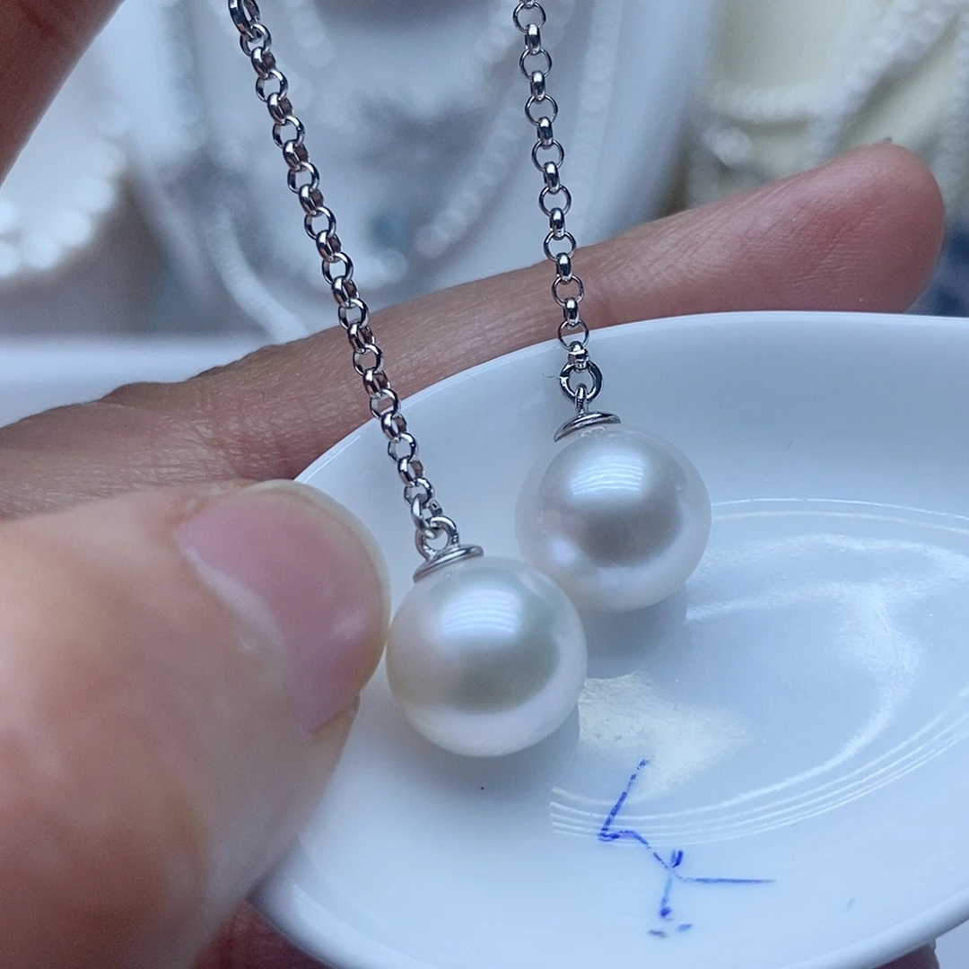 银S925镶嵌耳钉淡水珍珠