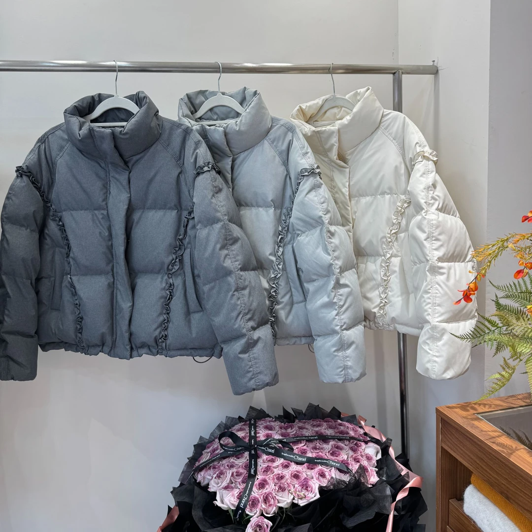 短款棉服女2025欧货冬季加厚木耳边小众立领保暖棉服外套9805#