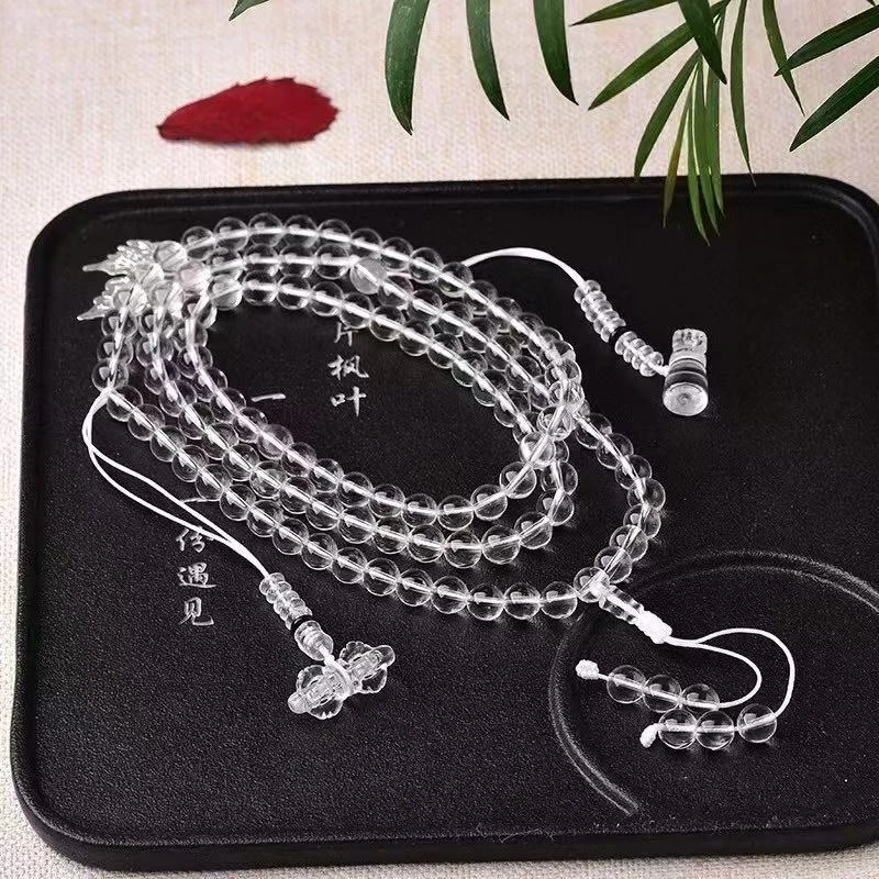 纯天然白水晶108颗佛珠念珠手捻项链