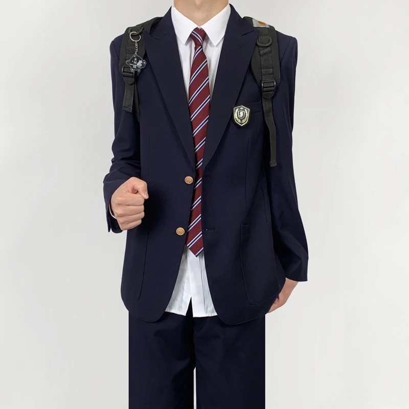 木村叔dk原创日系绀色西装外套男生秋季学院风单两粒扣校供感西服