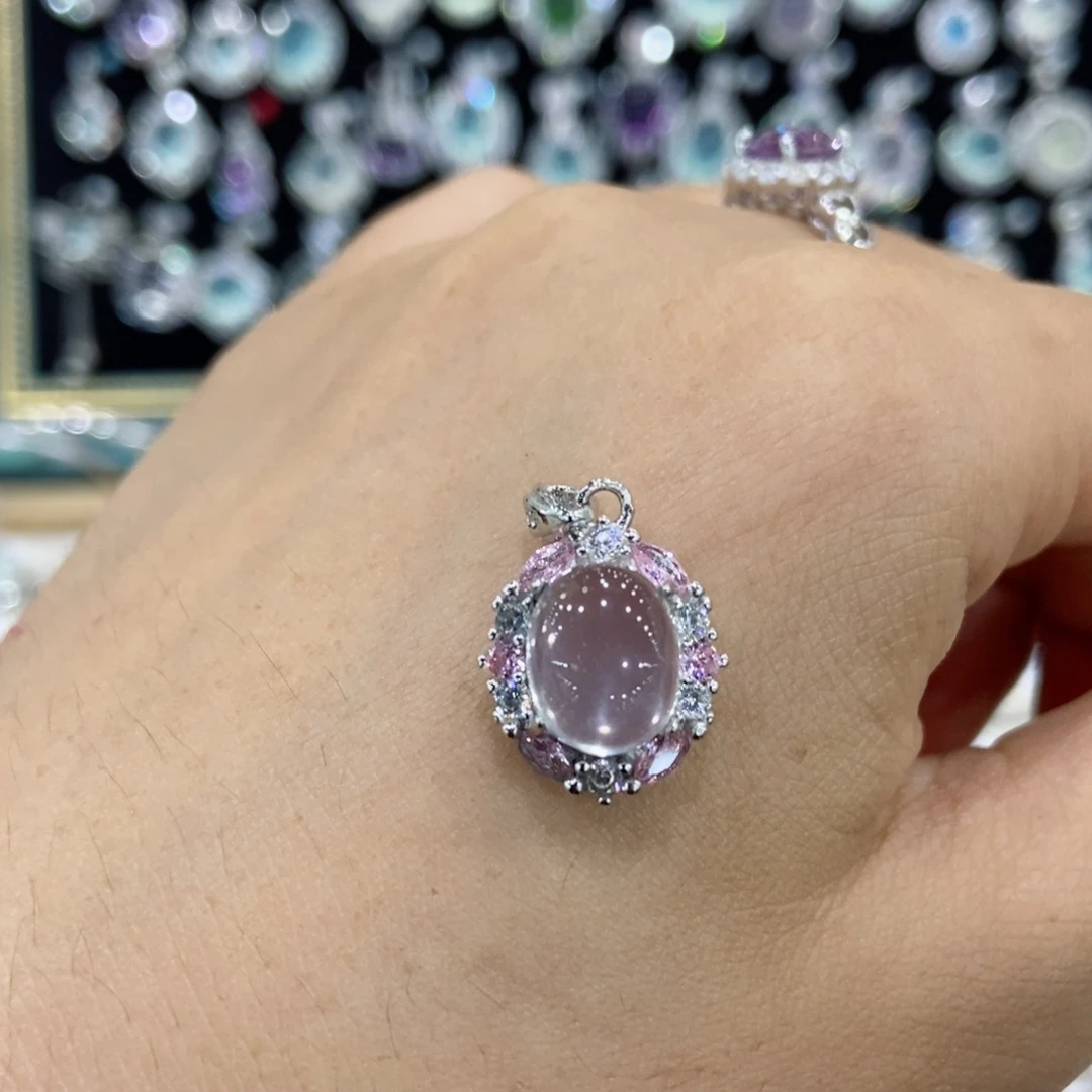 芙蓉石戒指银S925镶嵌