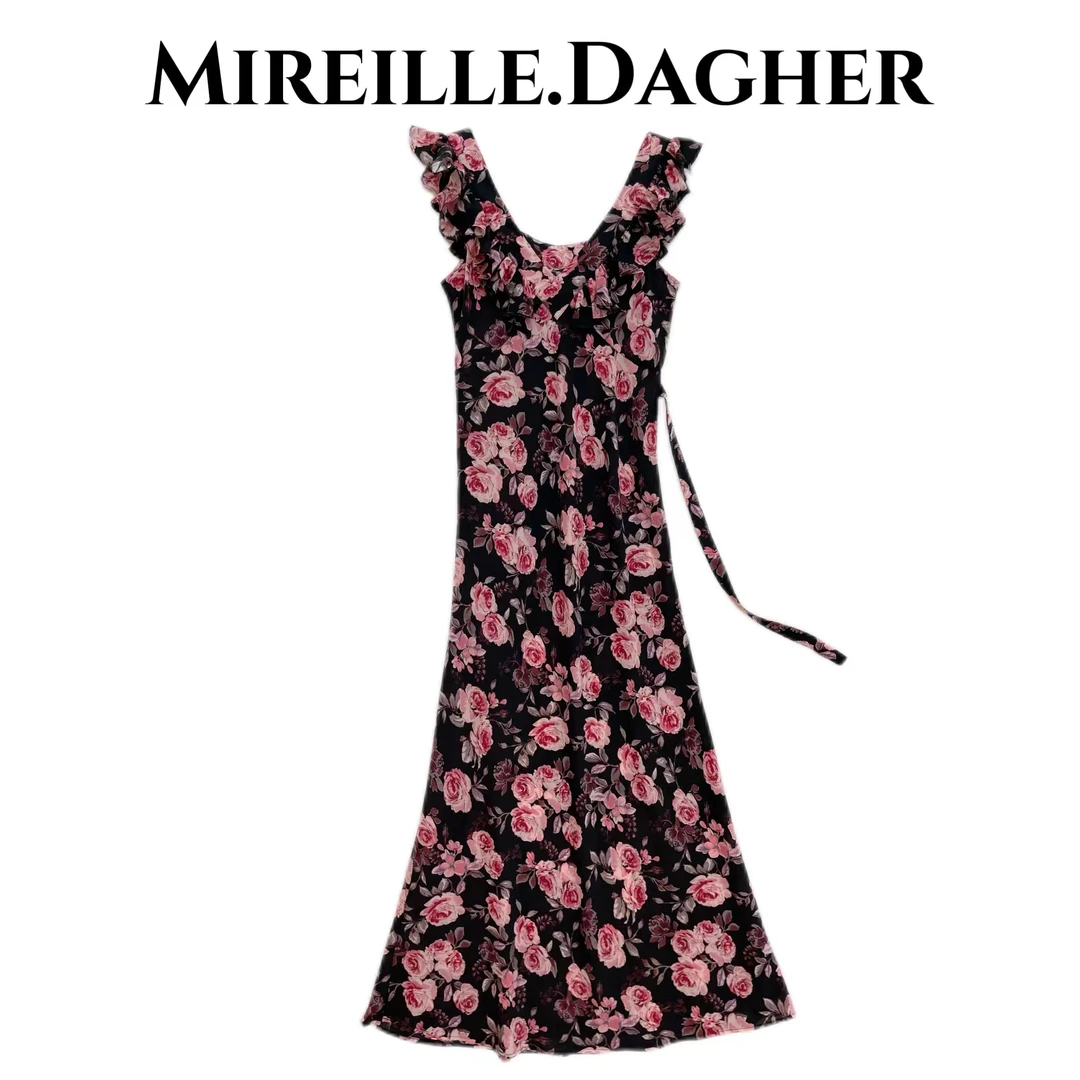 米莱Jiaer/夏季新款花边袖中长款连衣裙25-102