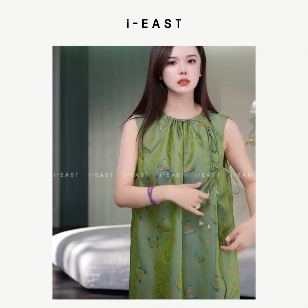 i-EAST 绿丛花蝶~新中式蝴蝶连衣裙-5X GF5586