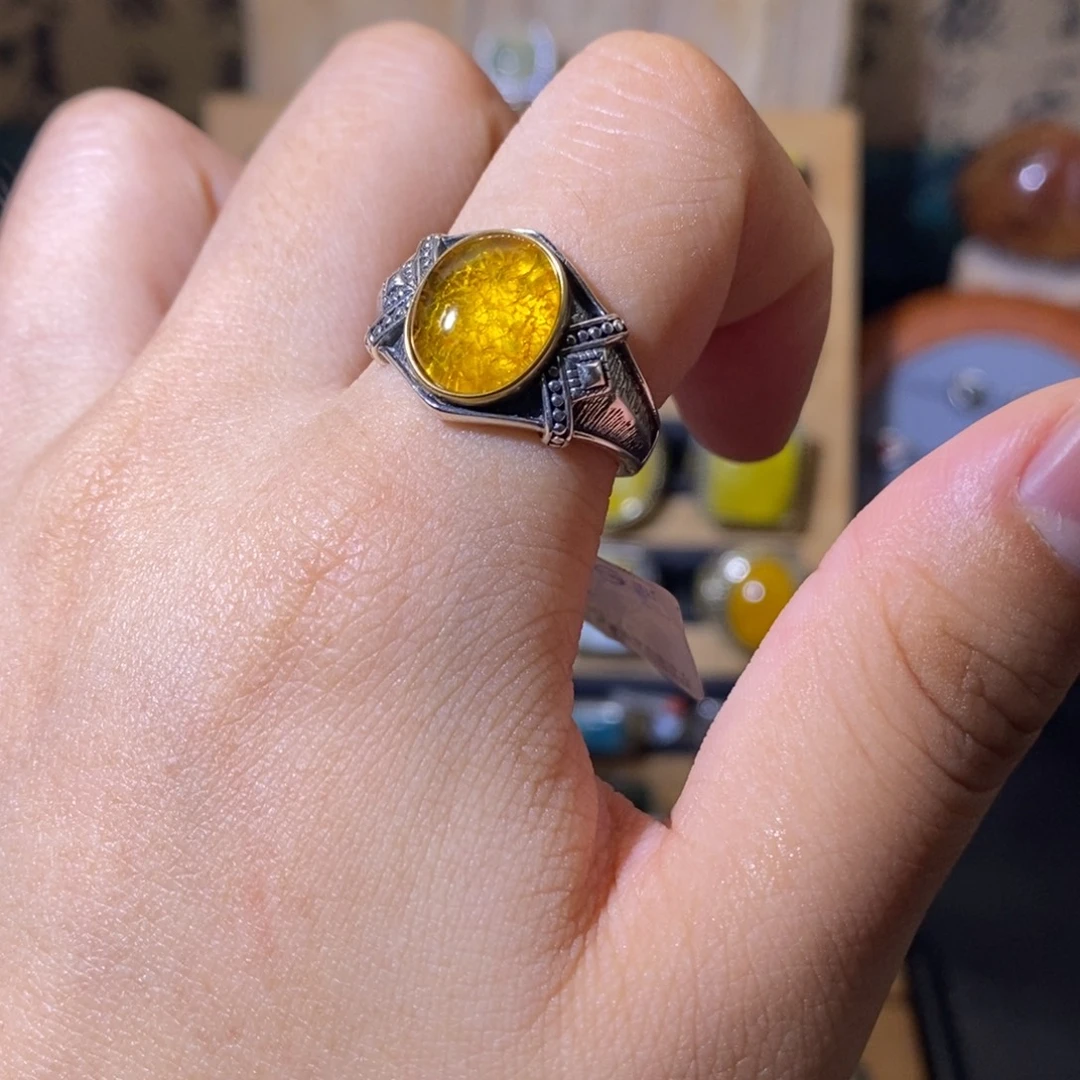 雨***熊蜜蜡银S925镶嵌戒指