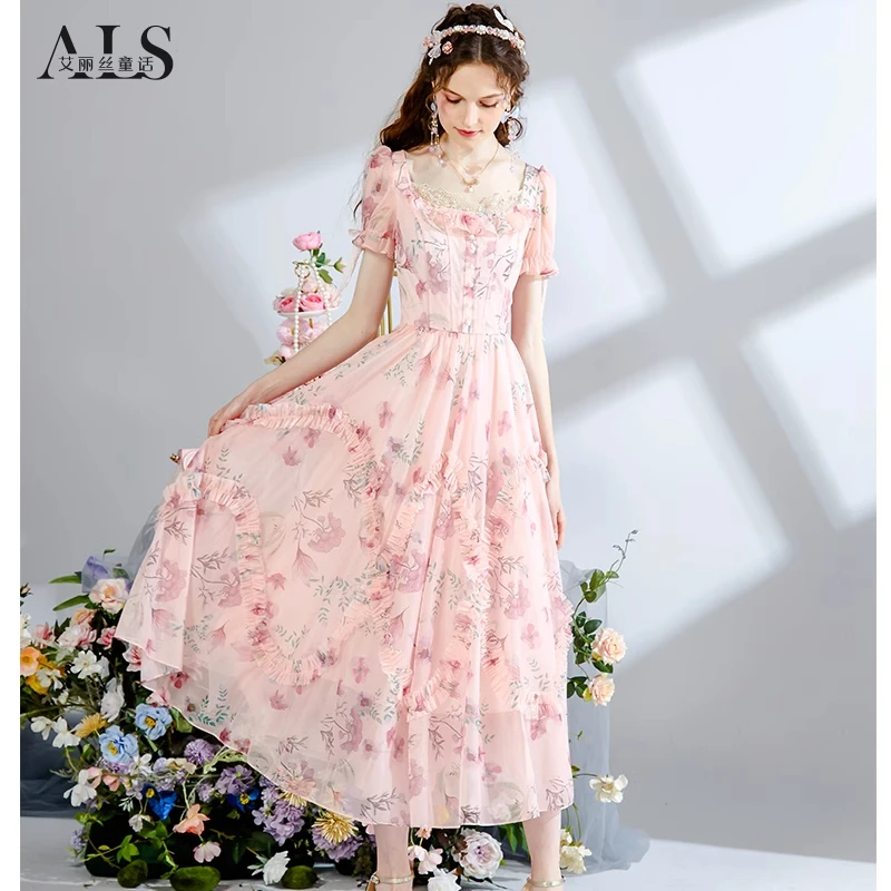 【花苞】艾丽丝2025夏季新款甜美粉色连衣裙仙气重工刺绣HL129XH