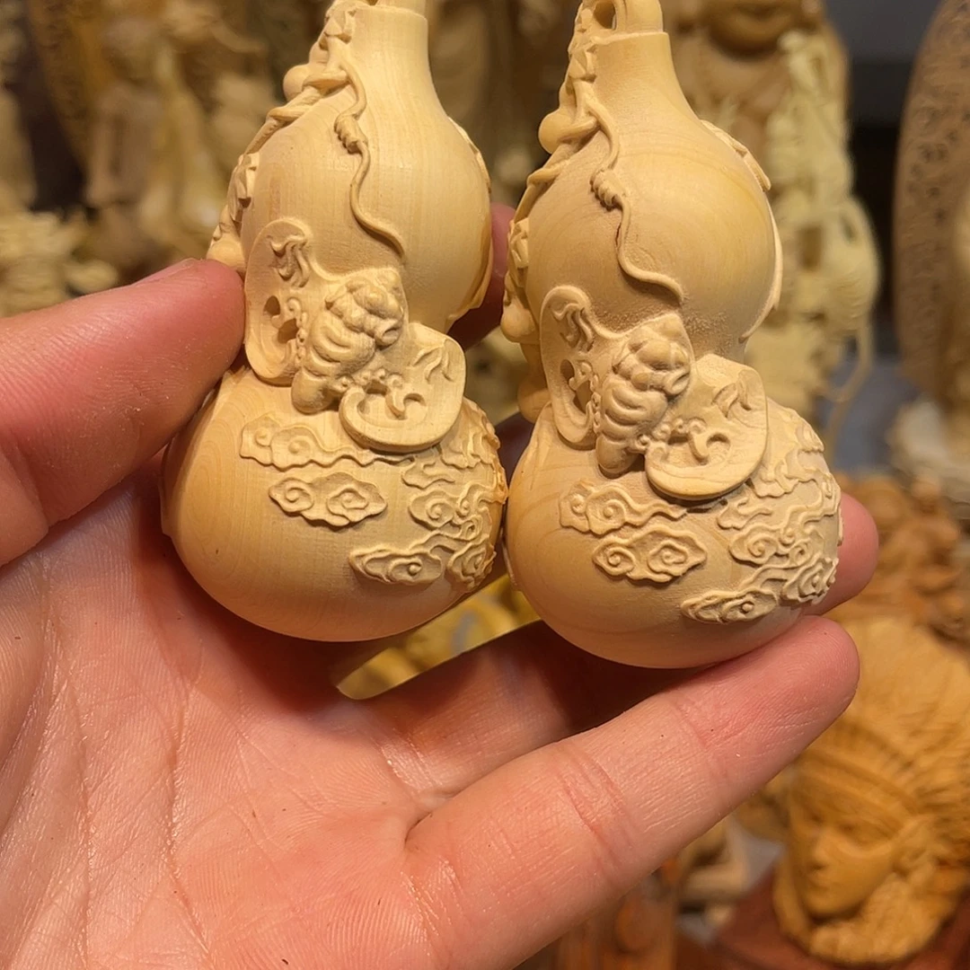 黄杨木小瑕疵葫芦一对