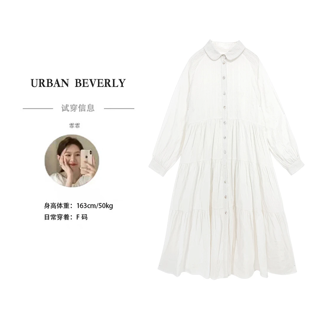 【UB】【春】2025年春季新款宽松衬衫领长袖连衣裙 UB252029
