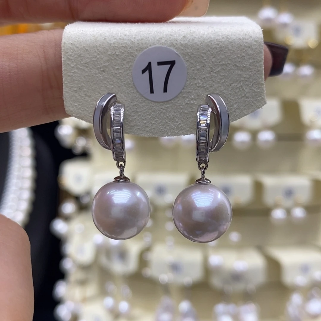 银S925镶嵌淡水珍珠耳饰