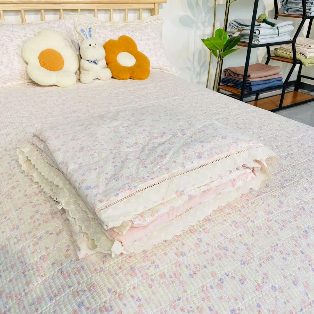 【漫漫花田-夏凉被】绗缝可机洗柔软透气亲肤母婴韩式花边夏凉被
