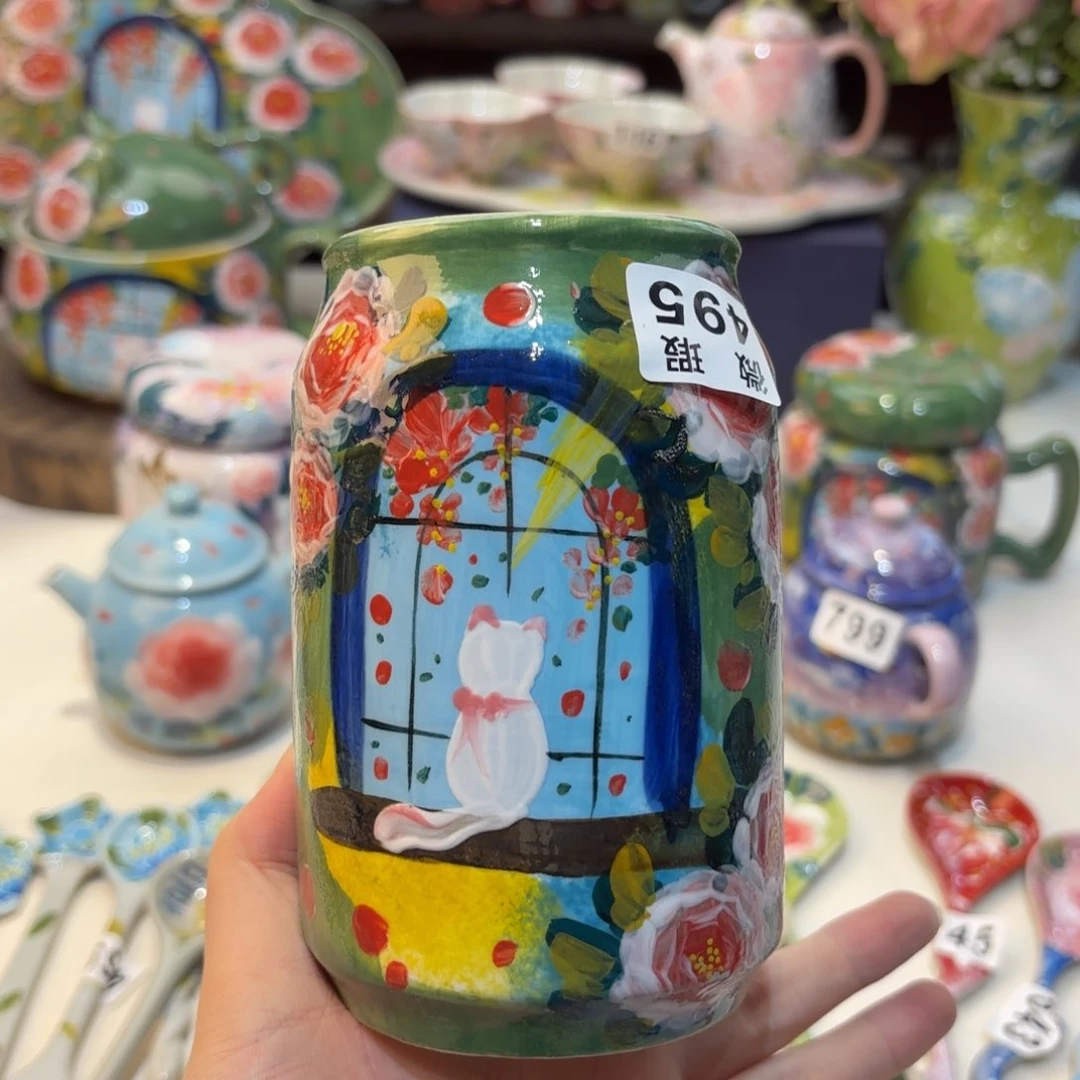 景德镇手绘高温釉下彩陶瓷茶具