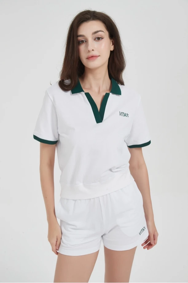 VITAGOLF女款运动夏季白色针织套装百搭时尚宽松潮流经典简约短裤