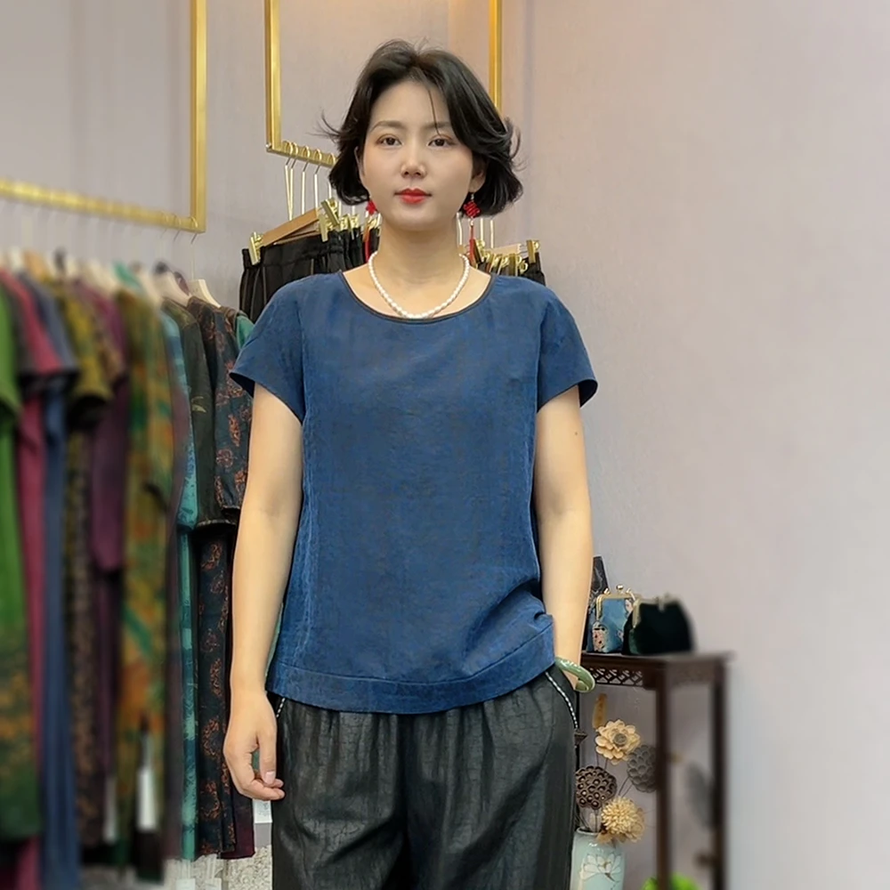 古韵蚕物【9990】香云纱夏季宽松龟裂纹100%桑蚕丝小衫气质新中式