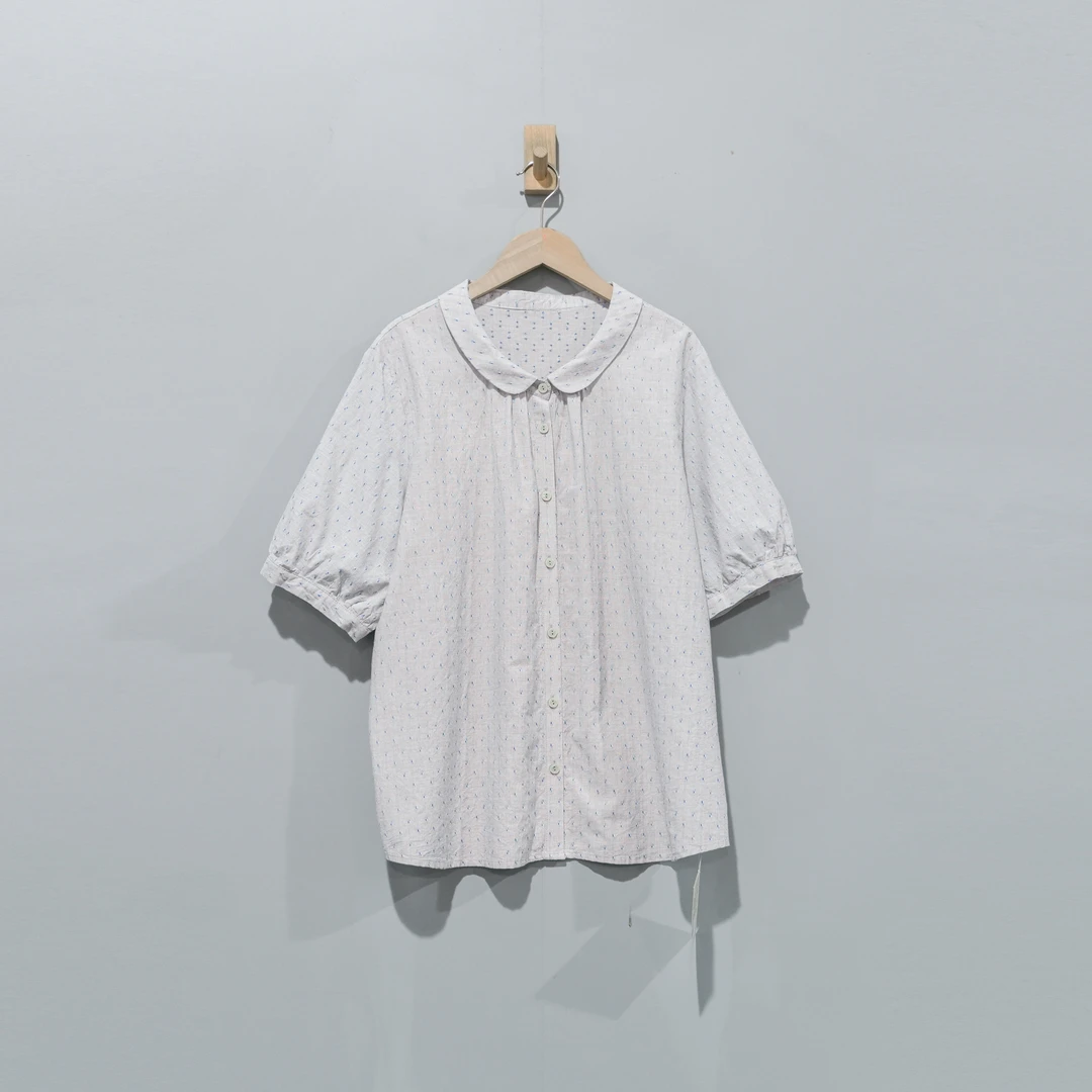 【且听风吟】0113826文艺棉元宝领提花百搭休闲衬衫 衣长67 胸围122