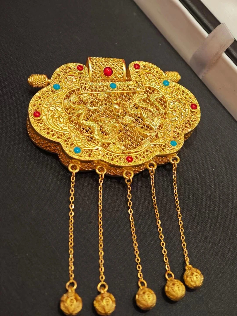纯黄金古法金珐琅彩工艺  天子门生  吊坠