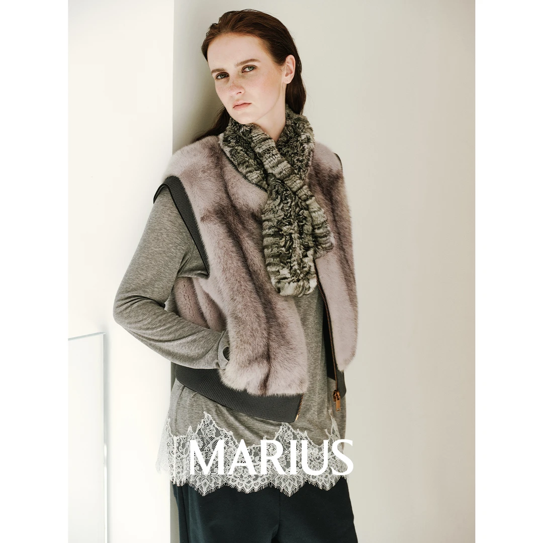 MARIUS | 皇冠级水貂皮草低调奢华实穿舒适正肩棒球领马甲秋冬