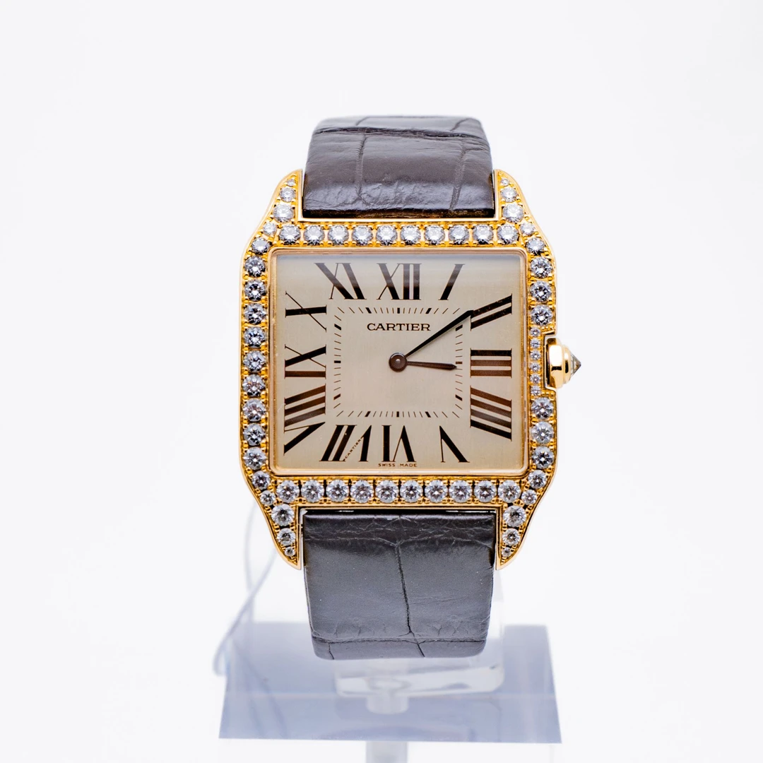 99新 Cartier/卡地亚 山度士W2006851 黄金后钻手动机械表 单表