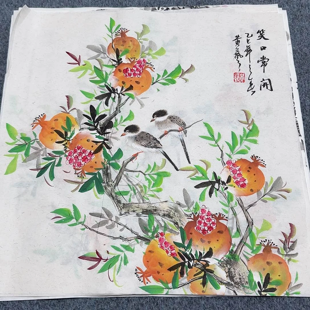 国画尺寸50x50纯手绘作品 