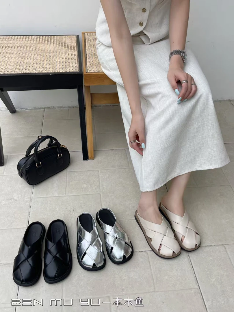 【木草草木5704】时尚百搭包头拖鞋