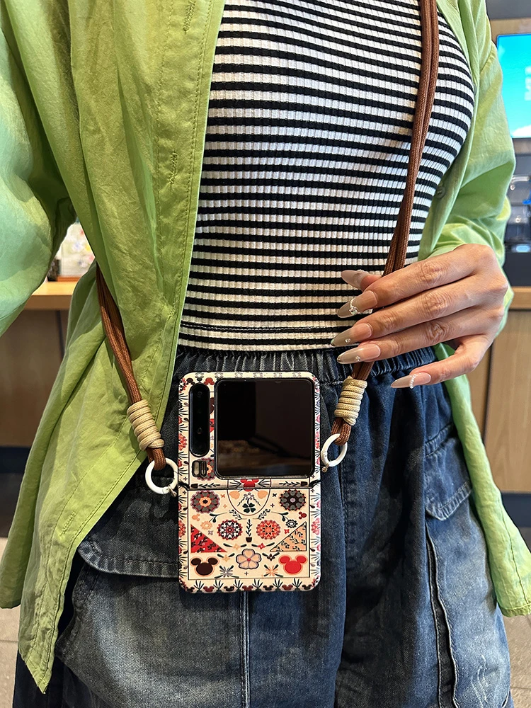 图腾米奇适用华为Pura X手机壳折叠屏P50宝盒迪士尼皮质Pocket2