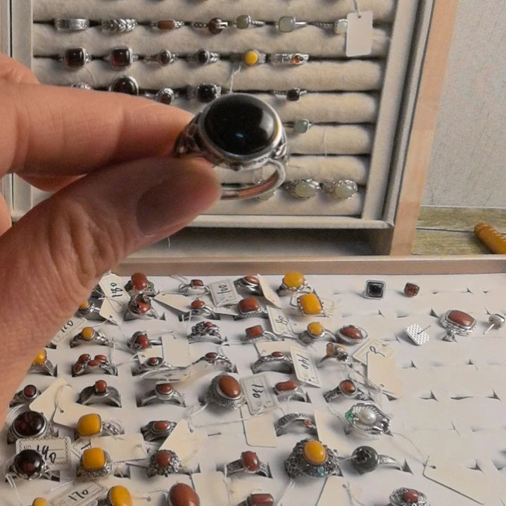 和田玉（糖玉）银S925镶嵌戒指