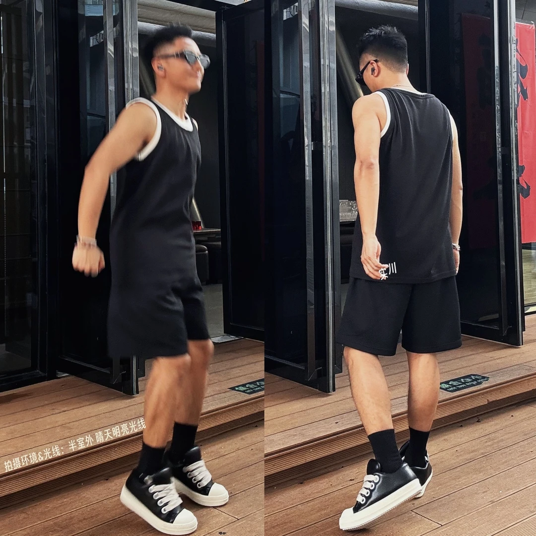 帅气结构 廓系假两件男士休闲短裤 抽绳松紧腰头 简约舒适百搭