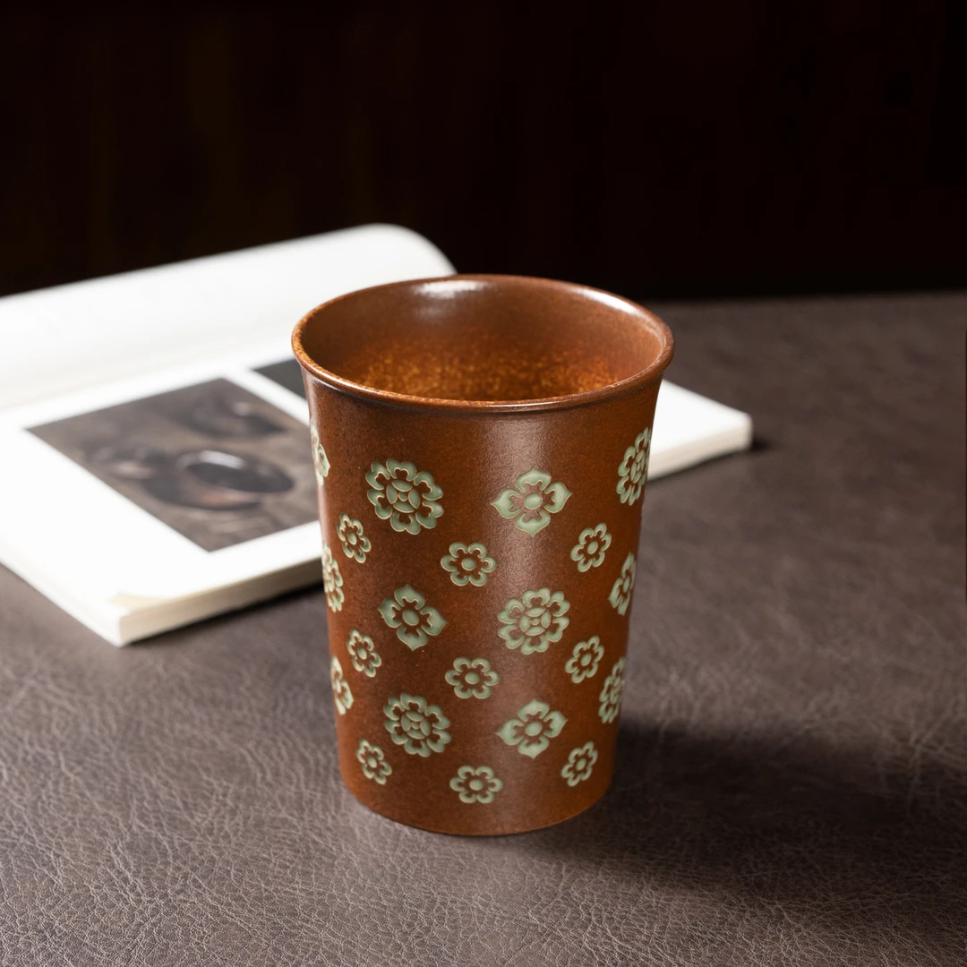 本土斋 青瓷原产地宝相花系列可乐杯 高端茶器大容量奶茶杯办公杯