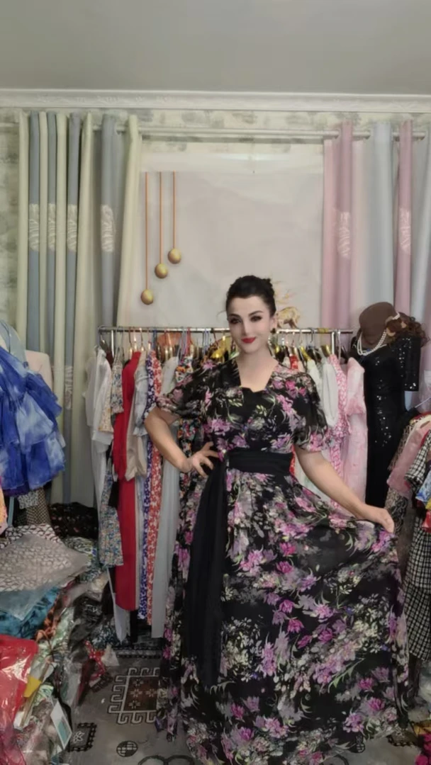 个性腰带夏季印花长裙