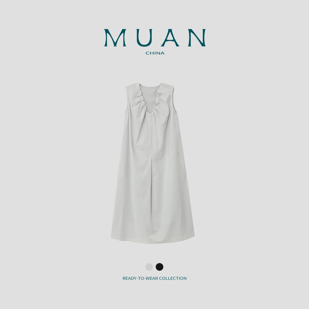 木岸MUAN:《天空之境裙》定制无袖背心连衣裙长裙女JD-8293