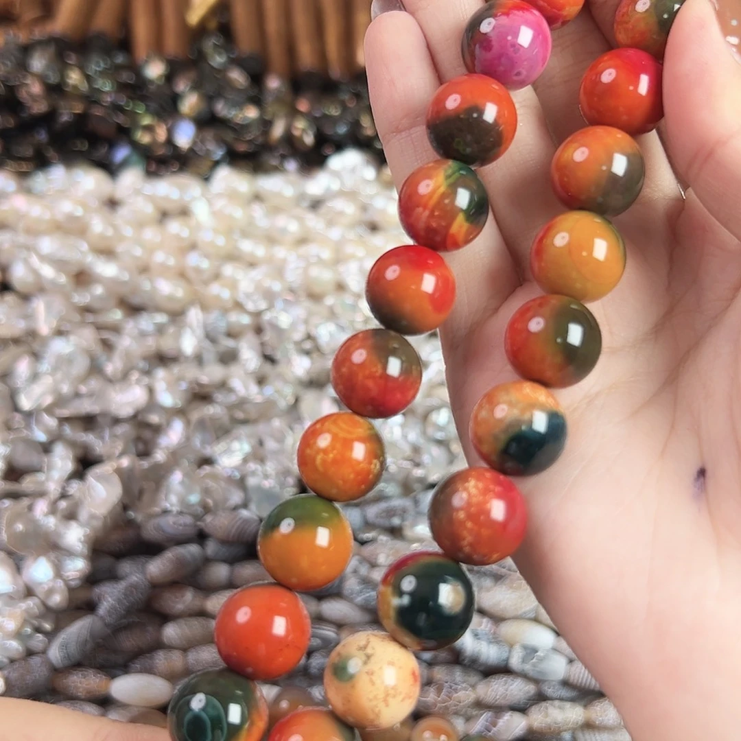 玛瑙/玉髓合金珠宝半成品b145战国红玛瑙圆珠14mm