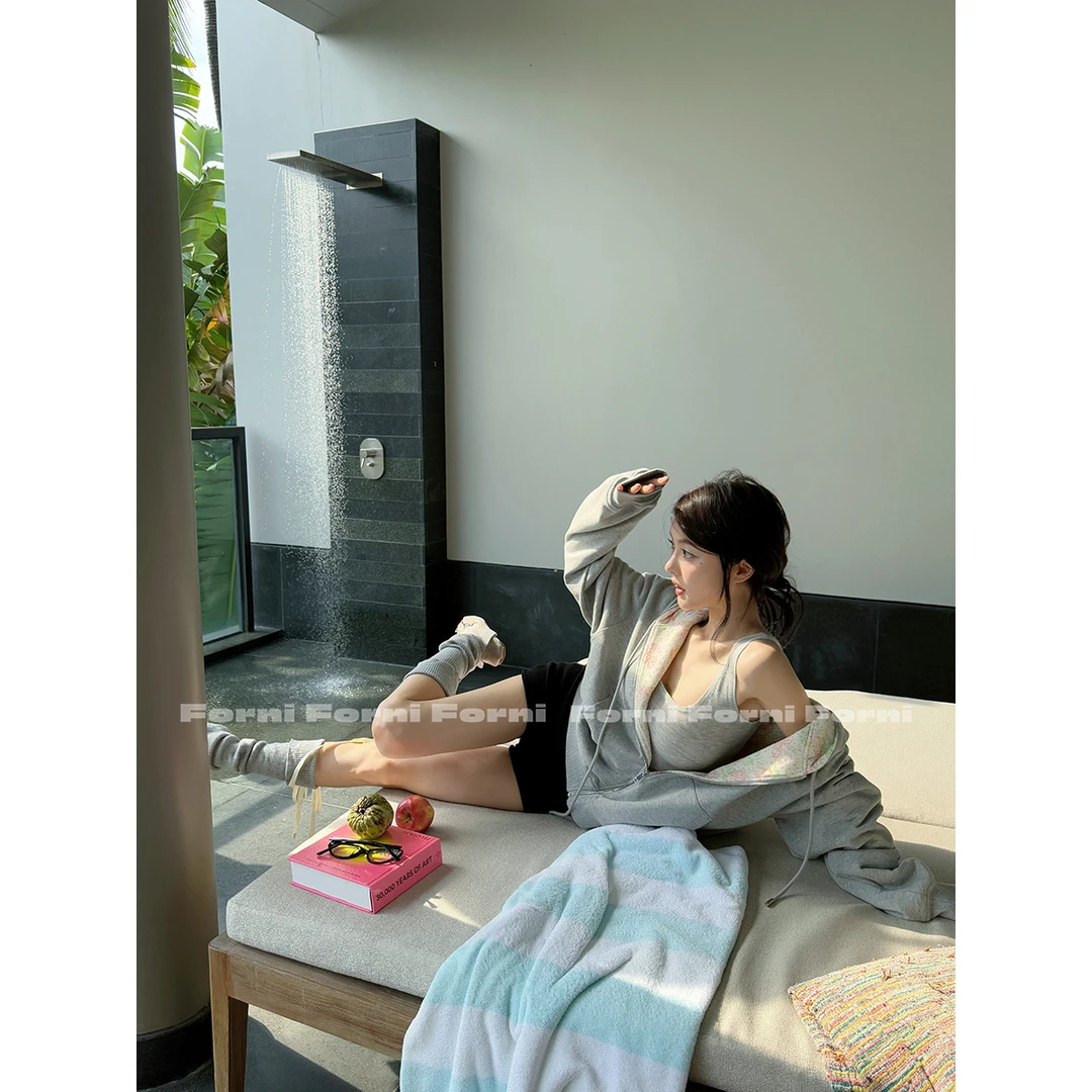 FORNI 去除班味计划 春季新款CleanFit风纯棉美式运动拉链卫衣女