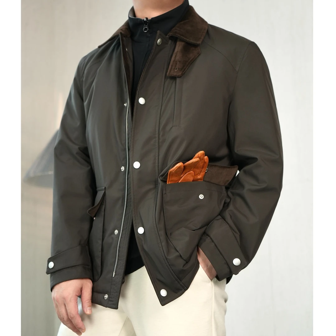 【骐制B*C款夹克棉服】秋冬翻领男商务休闲百搭老钱油蜡外套