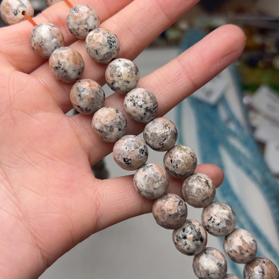 玛瑙/玉髓合金珠宝半成品W712。11.5mm咖点麻石自由行一条