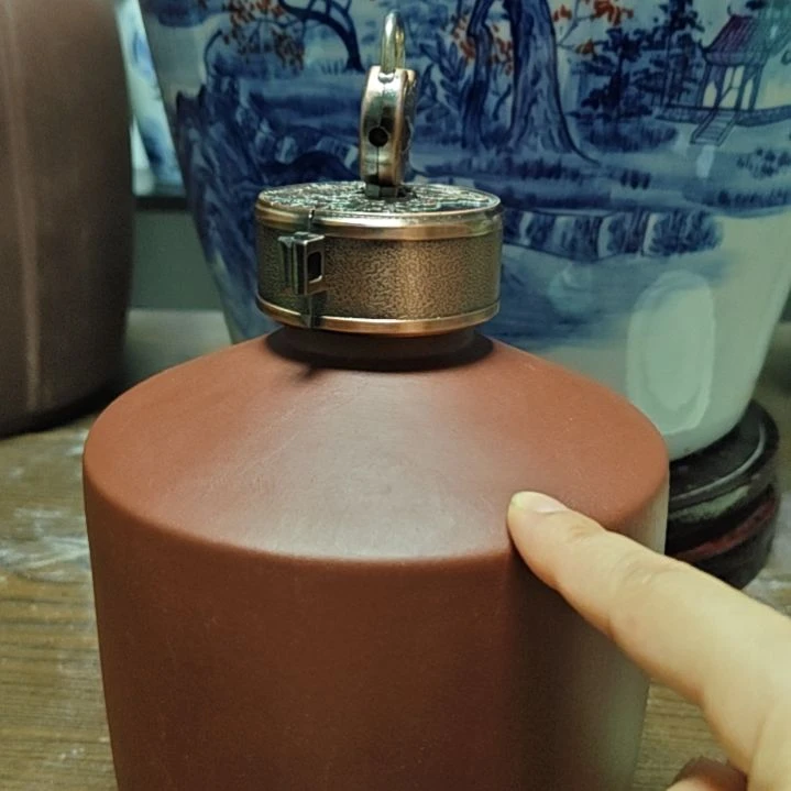 三斤紫砂酒坛金属盖