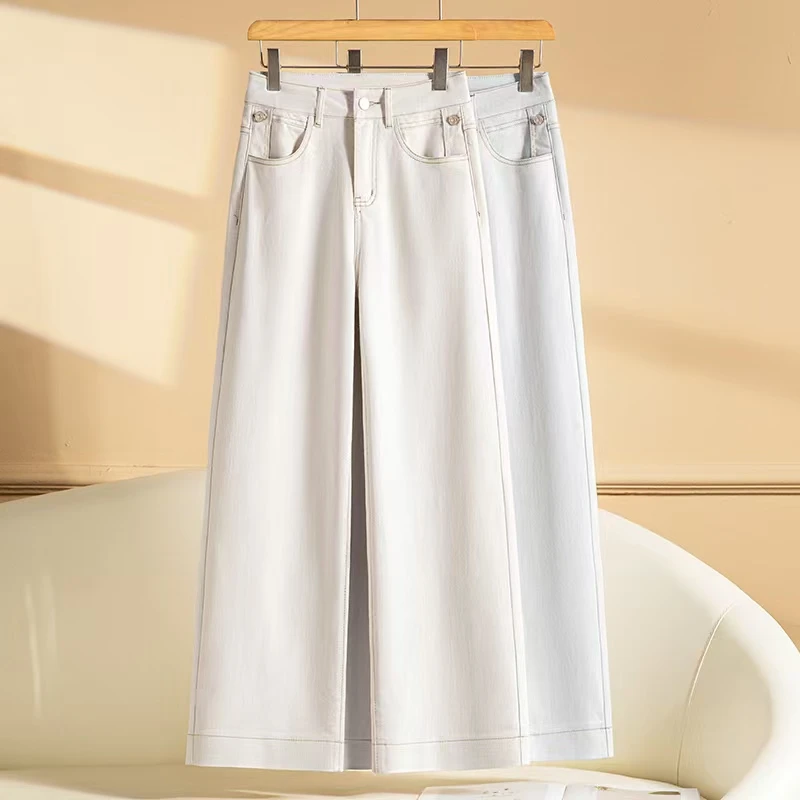 春季新款浅色系直筒阔腿牛仔裤显高显瘦显腿长CK262615