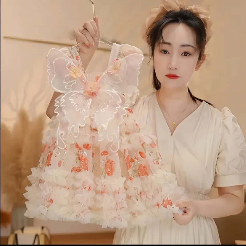 4岁女童公主裙新款夏装连衣裙蓬蓬裙3岁小女孩超仙儿童礼服裙