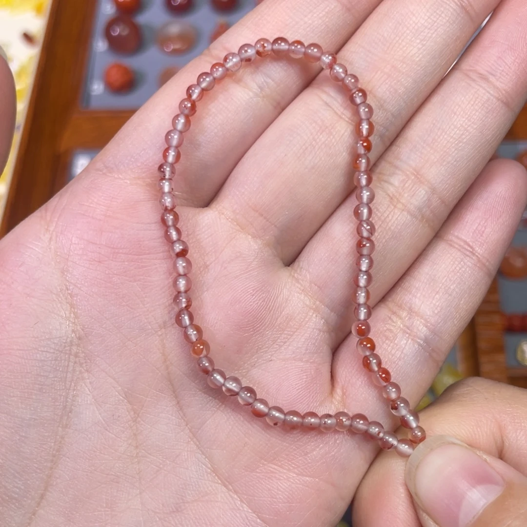 南红玛瑙未镶嵌飘花米珠卡3左右单圈