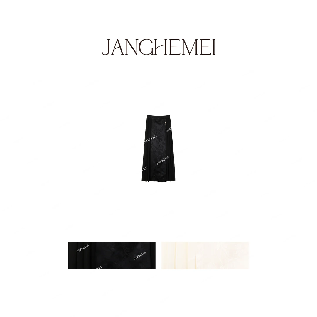 JANGHEMEI【新中式马面半裙】百褶印花半身裙B16707M41+B16708M41