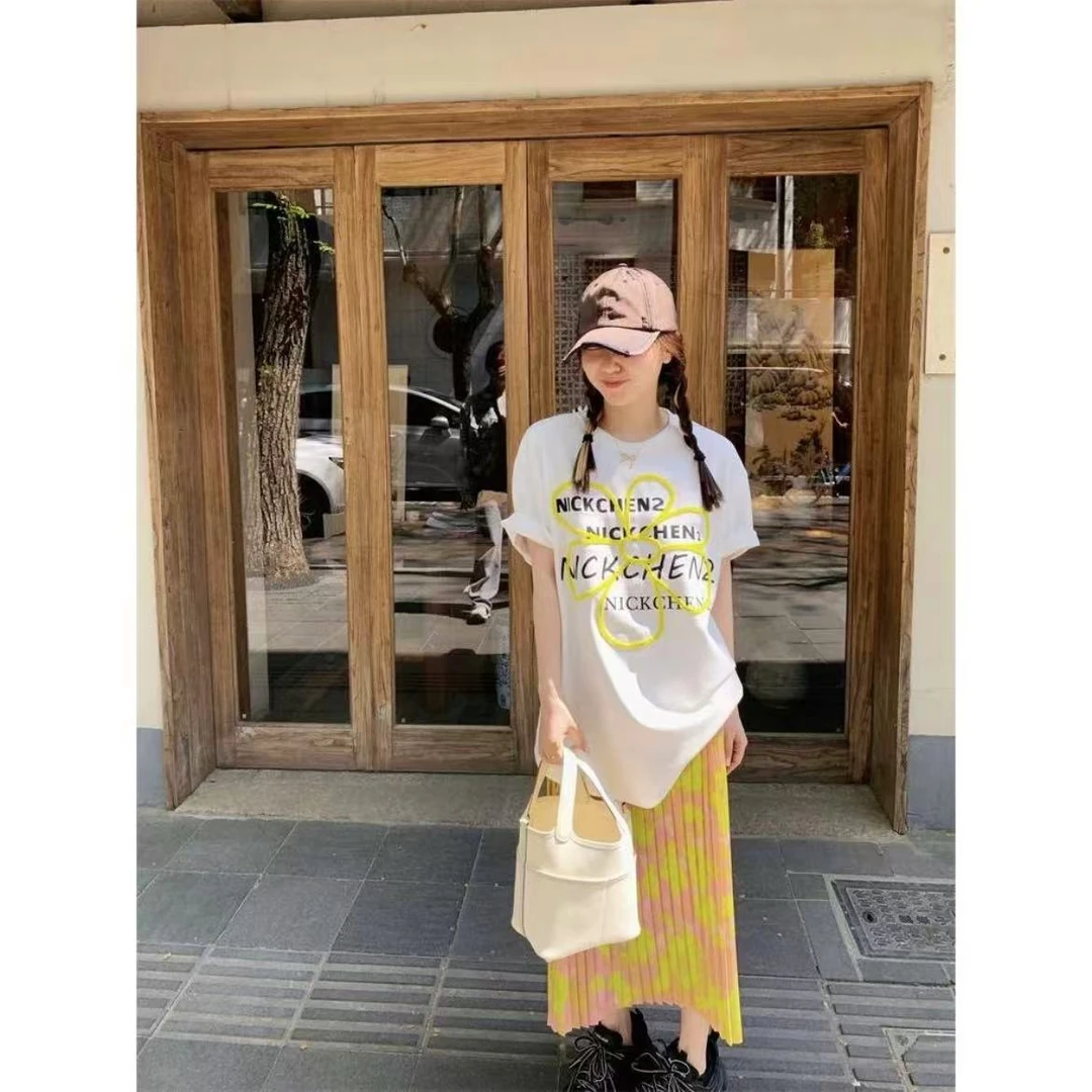 610/23104/119-9短袖t恤女新款夏季印花质显瘦韩版宽松多巴胺穿搭