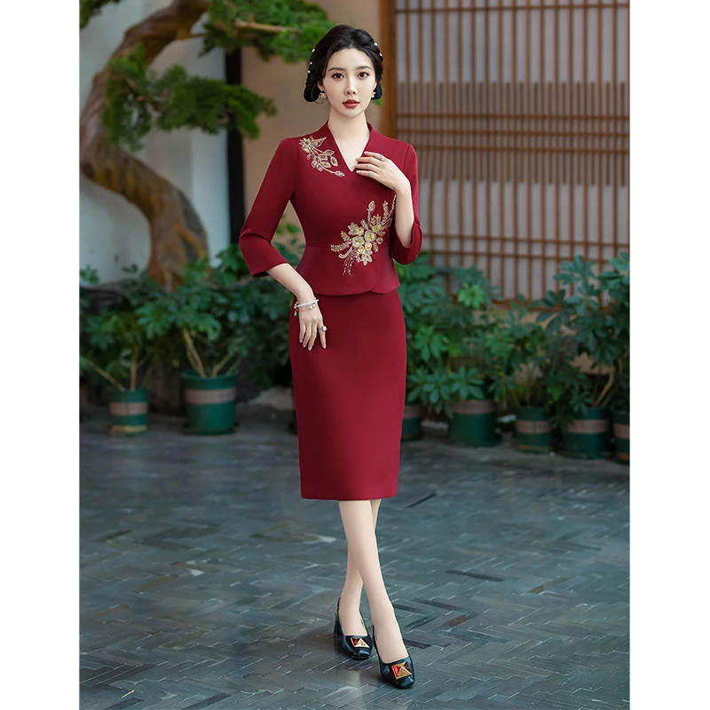 高端婚礼妈妈礼服高贵旗袍2025新款连衣裙女喜婆婆婚宴装气质显瘦